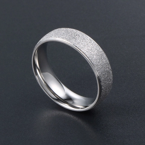 Minimalist Titanium Steel Sandblasted Band Ring For Men Women Polished Inner Couple Engagement Fashion Jewelry Silver Ring