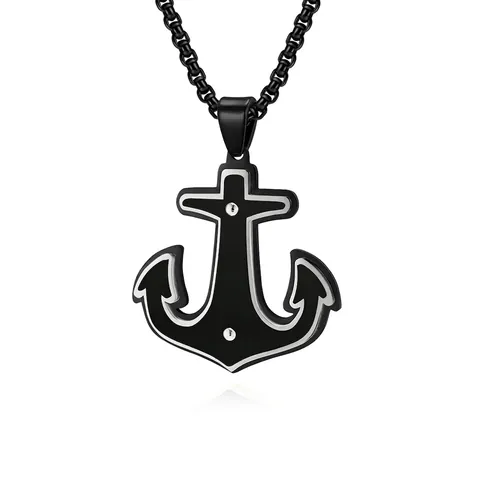 Vintage Nautische Anker Hanger Ketting Voor Mannen Roestvrij Staal Titanium Staal Tweekleurig Punk Stijl Sieraden Cadeau