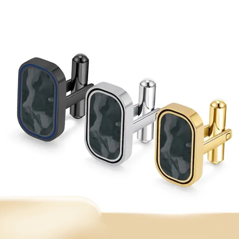 Minimalist Stainless Steel Cufflinks For Men Camouflage Forged Carbon Fiber Inlay Gold Silver Black Business Wedding Cufflinks