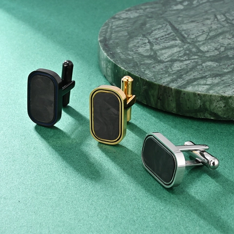 Minimalist Stainless Steel Cufflinks For Men Camouflage Forged Carbon Fiber Inlay Gold Silver Black Business Wedding Cufflinks