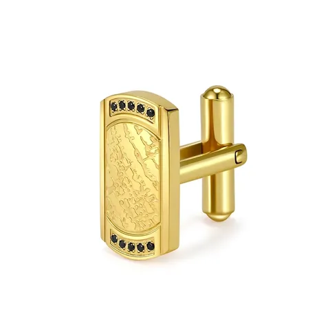 Manschettenknöpfe Aus Titanstahl Mit CNC-Eingelegten Strasssteinen Für Herren Business Französischer Stil Baumrindentextur Gold Schwarz Schmuck