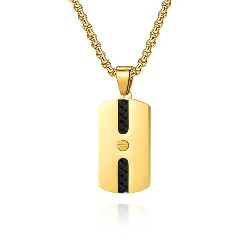 Collana con Pendente in Acciaio Inossidabile Industriale da Uomo Dettaglio in Pelle Intrecciata Accento a Vite Gioielli da Uomo