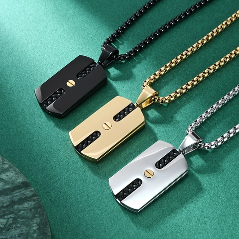 Collana con Pendente in Acciaio Inossidabile Industriale da Uomo Dettaglio in Pelle Intrecciata Accento a Vite Gioielli da Uomo
