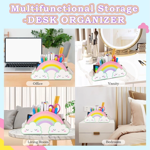 Organizzatore Scrivania Arcobaleno Acrilico Portapenne Design Nuvola Carino Scatola Immagazzinaggio Cancelleria per Bambini Ufficio Casa