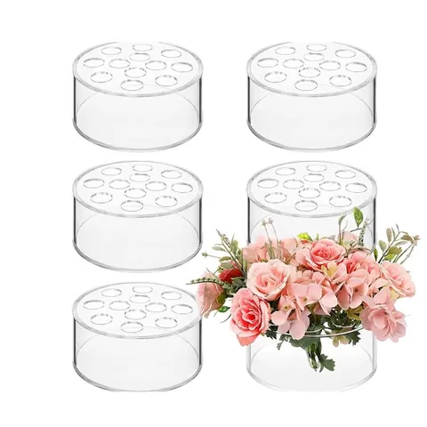 Acryl Runde Blumen Vase Zwölf Löcher Klar Floral Tafelaufsatz Für Esstisch Hochzeit Dekoration Modern Einfach Home Dekor