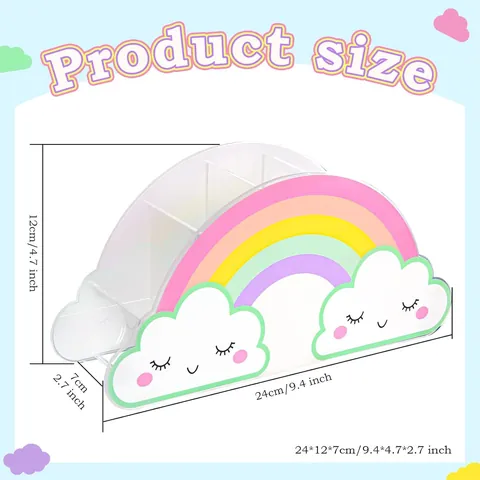 Acrylic Rainbow Desk Organizer Pencil Holder Cute Cloud Design Desktop Stationery Storage Case For Kids Home Office School