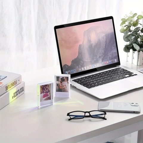 Irisierender Acryl Mini Fotorahmen Tischständer Für Sofortbilder Holographisch Klarer Bilderdisplay Moderner Haus Büro Dekor