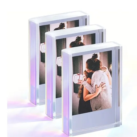 Irisierender Acryl Mini Fotorahmen Tischständer Für Sofortbilder Holographisch Klarer Bilderdisplay Moderner Haus Büro Dekor