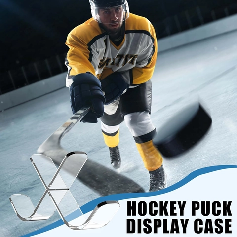 Klarer Acryl Dreifach Eishockey Puck Ausstellungsständer X-Förmiger Halter Moderner Desktop Lagerregal Für Souvenirs Sammlerstücke
