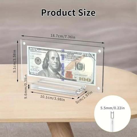 Cadre D'affichage Pour Billets Transparent En Acrylique Support De Collection De Billets De Dollars Américains Cadre Photo En Plexiglas Avec Base