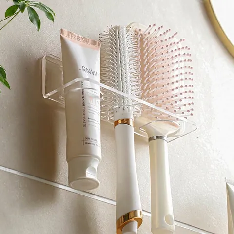 Wall Mounted Acrylic Comb Holder Bathroom Storage Rack No Drill Toothpaste Organizer Clear Hair Brush Stand Home Decor
