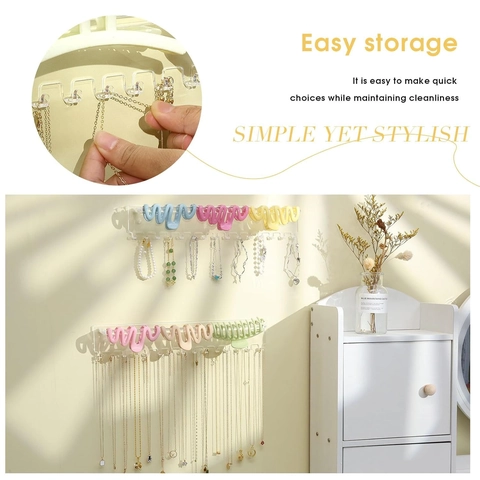 Wandmontierter Acryl Schmuck Organizer Set Klarer Hängender Halskettenhalter Haarklammer Rack Armband Aufbewahrung Display Stand