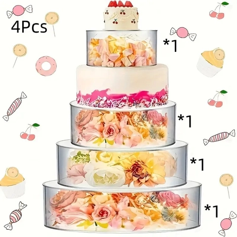 Présentoir à Gâteaux en Acrylique Transparent Rond Remplissable Décoration Florale DIY Mariage Fête Banquet Support Cupcake