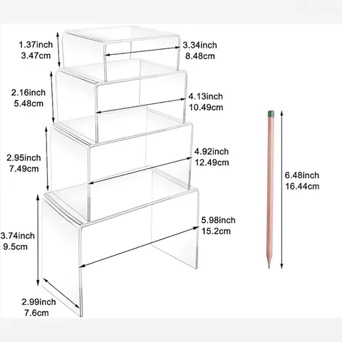 Clear Acrylic Display Risers Transparent U Shaped Tiered Display Stand For Cupcake Dessert Jewelry Action Figures