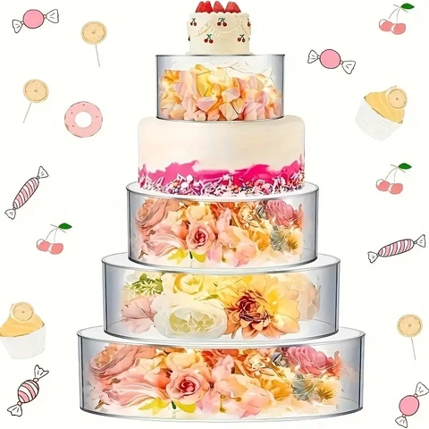 Présentoir à Gâteaux en Acrylique Transparent Rond Remplissable Décoration Florale DIY Mariage Fête Banquet Support Cupcake