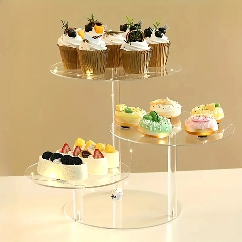 3-Stufiger Klarer Acryl Kuchenständer Runder Dessert Display Rack Cupcake Halter Für Hochzeit Geburtstag Party Tischdekoration