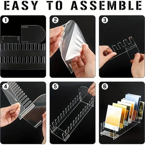 Clear Acrylic Greeting Card Display Stand Portable Transparent Postcard Holder Desktop Storage Rack For Home Office Decor