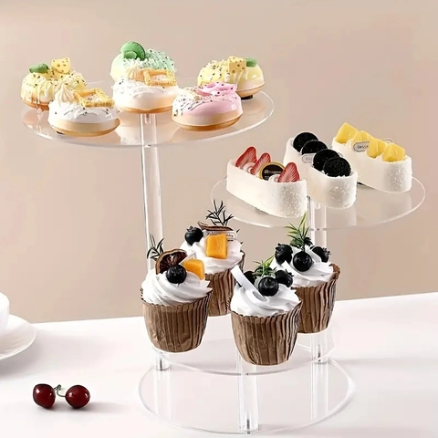 3-Stufiger Klarer Acryl Kuchenständer Runder Dessert Display Rack Cupcake Halter Für Hochzeit Geburtstag Party Tischdekoration