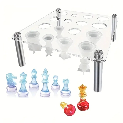 Supporto Espositore per Stampi per Scacchi in Acrilico Trasparente DIY Resina Artigianato Rack Quadrato Tondo Multiforo Organizzatore Staffa di Stoccaggio