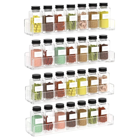 Modern Transparent Acrylic Wall Mounted Floating Shelves Multi Purpose Storage Rack For Kitchen Spice Bathroom Books Records