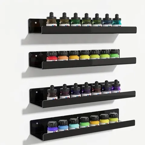 Acrylic Floating Wall Shelves Wall-Mounted U-Shaped Storage Rack For Bathroom Kitchen Living Room Modern Home Display Shelf