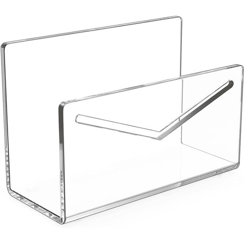 Clear Acrylic Mail Organizer Desktop Sorter V-Shape Letter Holder For Envelopes Bills Bills Cards Office Stationery Storage