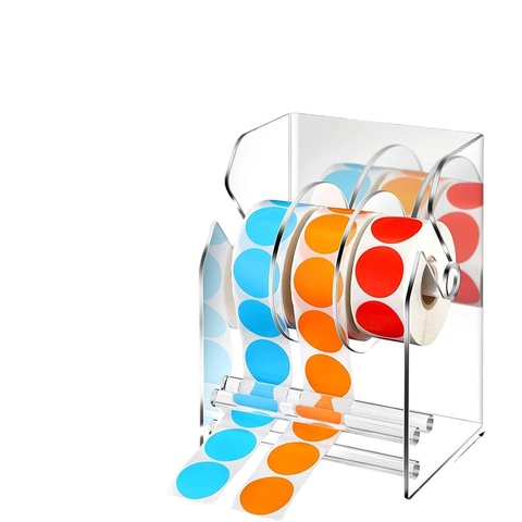 Clear Acrylic 3 Slot Label Dispenser Roll Holder Desktop Storage Rack For Label Sticker Stickers Tape Organization