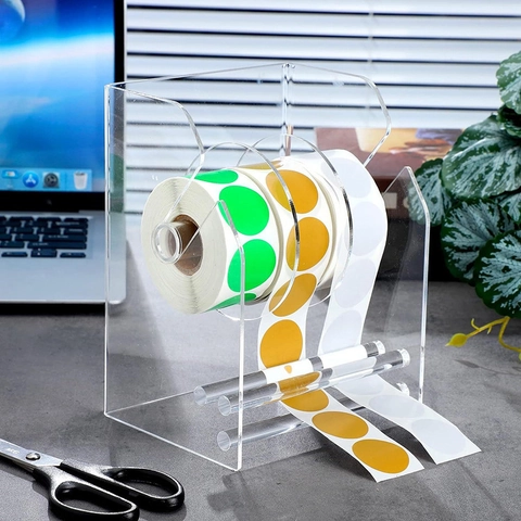 Clear Acrylic 3 Slot Label Dispenser Roll Holder Desktop Storage Rack For Label Sticker Stickers Tape Organization