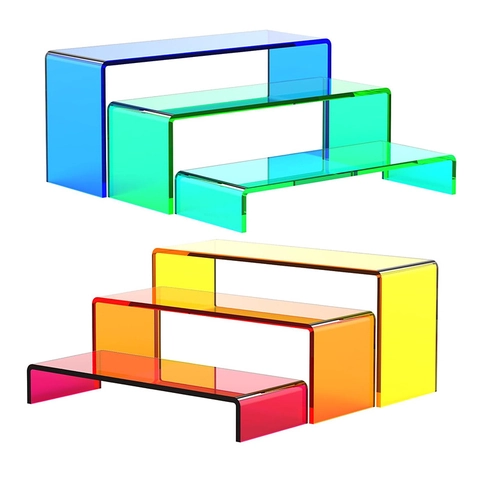 Colorful Acrylic U-Shaped Display Risers For Desktop Storage Showcase Stand For Figures Jewelry And Cosmetic Organizers