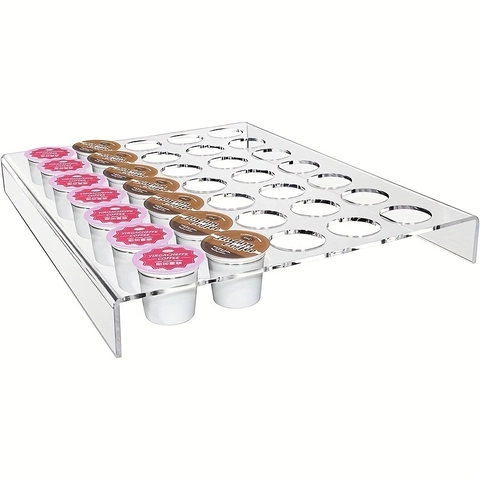 Transparent Acrylic Coffee Pod Holder For Countertop Drawer K-Cup Organizer 35 Holes Clear Coffee Capsule Storage Display Stand Rack