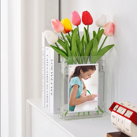 Nordic Ins Stijl Acryl Boekvorm Bloemenvaas Fotolijst Huisdecoratie Bureau Ornament Moderne Esthetische Vaas