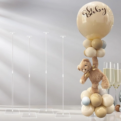 Clear Acrylic Balloon Stand Kit Stable Square Base For Birthday Wedding Baby Shower Party Table Centerpiece Decoration
