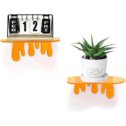 Modern Acrylic Floating Wall Shelves Artistic Melting Dripping Design Decorative Storage Ledge For Home Kitchen Bathroom