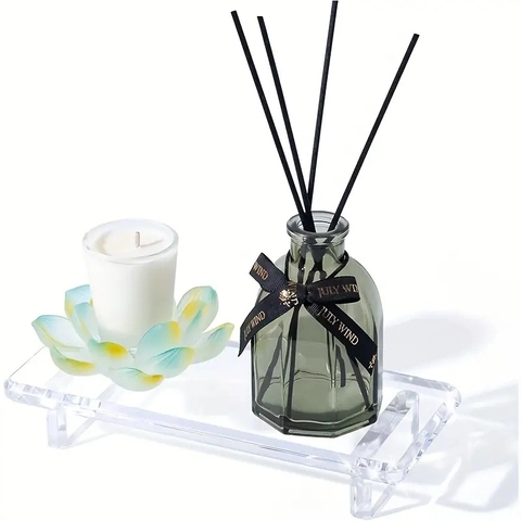Vassoio da Bagno in Acrilico Trasparente Moderno Minimalista Vassoio Decorativo Rettangolare per Organizzazione Aromaterapia