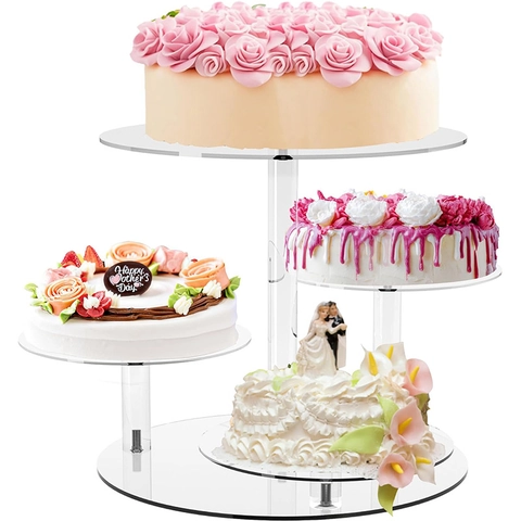 4 Tier Clear Acrylic Cupcake Stand Round Tiered Cake Display Rack For Wedding Party Birthday Event Dessert Presentation