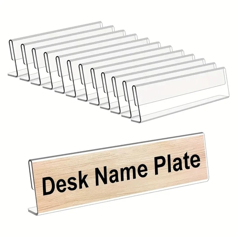 Klarer Acryl Schreibtisch Namensschildhalter L-Form Tischschild Displayständer Für Büro Meeting Restaurant Kunststoff Etikettenhalter
