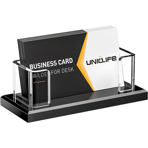 Modern Transparent Acrylic Business Card Holder Large Capacity Desktop Organizer Professional Office Card Storage Display Stand