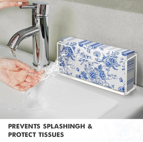Portatovaglioli in Acrilico Verticale Trasparente Vassoio per Asciugamani Ospiti Dispenser di Fazzoletti Antispruzzo per Cucina Bagno