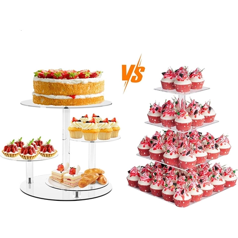 4 Tier Clear Acrylic Cupcake Stand Round Tiered Cake Display Rack For Wedding Party Birthday Event Dessert Presentation