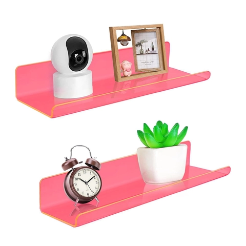 Acrylic Floating Shelves Wall Mounted Display Rack L-Shaped Colorful Transparent Shelves For Bedroom Living Room Office