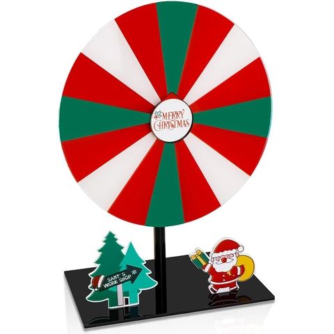 Christmas Prize Wheel Rainbow Rotating Spinner Game Acrylic Erasable Tabletop Fortune Wheel For Holiday Party Event Carnival