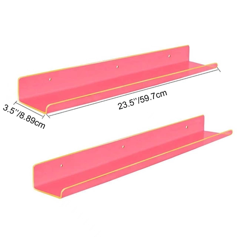 Acrylic Floating Wall Shelves Clear Pink Storage Rack For Books Figure Display U-Shaped Hanging Shelf Organizer Home Decor