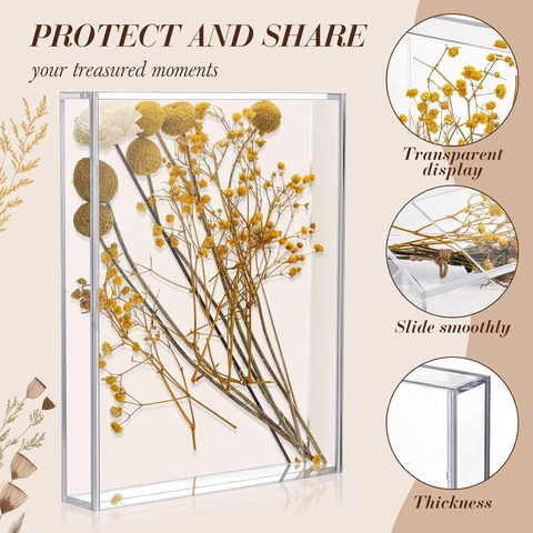 Cornice Shadow Box in Acrilico Trasparente Vetrina per Campioni Con Coperchio Scorrevole per Fiori Secchi Foto Medaglie Home Decor