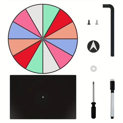 Ruota dei Premi da Tavolo in Acrilico Ruota del Gioco Girevole Arcobaleno Con Pennarello Cancellabile e Supporto in Metallo per Lotteria Festa