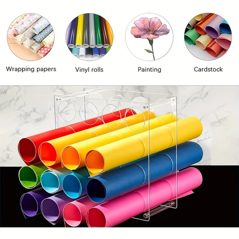 Acryl Vinyl Rollenhalter Abnehmbares Aufbewahrungsregal Für Bastelpapier Desktop Klare Ordnung Rack Für Lagerung Und Organisation