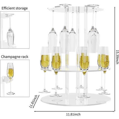 Tiered Acrylic Champagne Glass Display Stand Beverage Tower Cocktail Tree For Wedding Party Event Celebration Drinkware