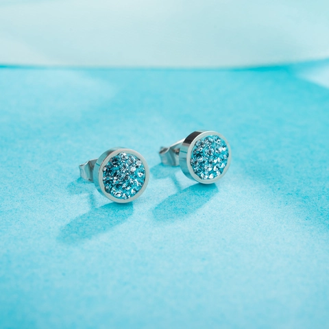 Ethnic Style Round Stainless Steel Stud Earrings With Rhinestone Clay Inlay Multicolor Vintage Literary Jewelry For Women Gift