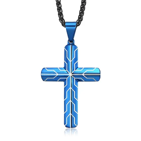 Cyberpunk Hip Hop Kruis Hanger Ketting Roestvrij Staal Titanium Staal Circuit Patroon Band Textuur Sieraden Voor Mannen