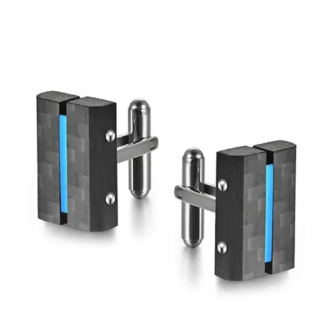 Gemelli da Polso in Acciaio Inossidabile e Fibra di Carbonio per Uomo Design Rettangolare Geometrico Accessori Gioielli per Matrimonio e Banchetto