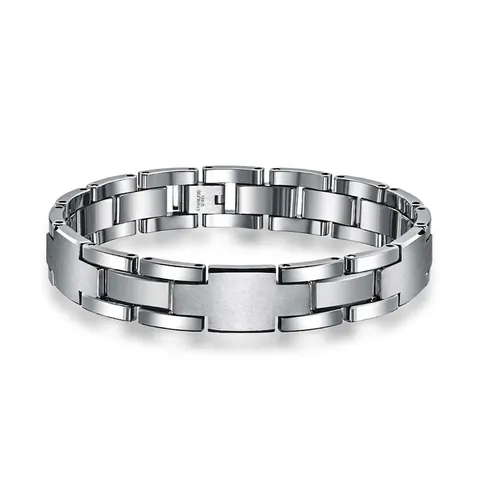 Bracciale da Uomo in Acciaio al Tungsteno Stile Cinturino Orologio Bordo Smussato Lucido Gioielli da Polso alla Moda Industriale Regalo